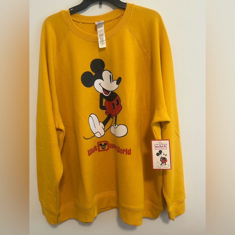 Disney Micky Mouse Crew Neck Sweatshirt Micky Mouse Graphic Yellow Size XXL  NWT - Picture 4 of 9